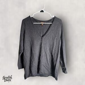 Victor Cardigan Sweater XL Women's Gray V Neck Button Front Long Sleeve Casual